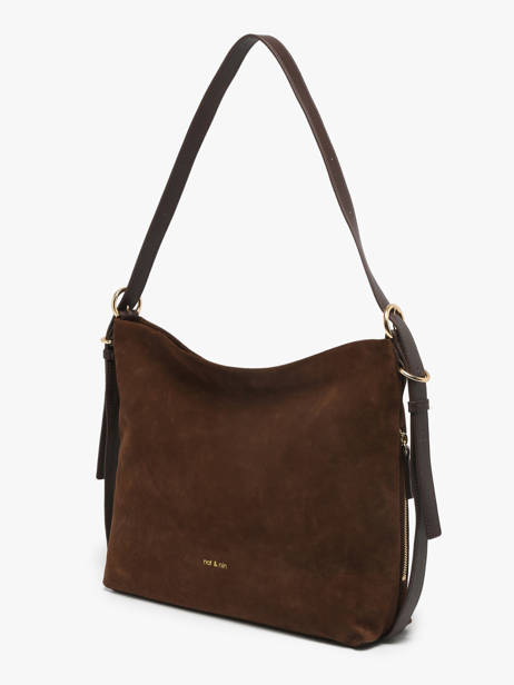 Schoudertas Moreen Suède Leder Nat et nin Bruin vintage MOREEN ander zicht 2